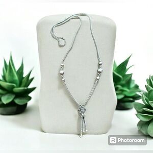 Sterling silver, foxtail chain statement necklace, NWOT